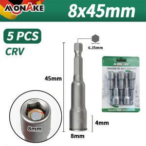 MONAKE Alat Jerman Adapter Hex Socket Magnetic Set 1/4 Inch 1/4"" Mata Socket Bor Roofing Magnetic Nut Setter Magnetik Mur Driver
