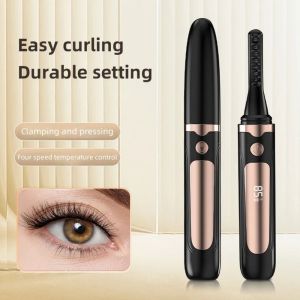 EXCES Long Lasting Electric Heated Eyelash Curler 4 Modes Temperature Anti-scald Quick Heating Eyelash Clip Effective Effortless Portable Eyelash Curling Device Makeup Tool