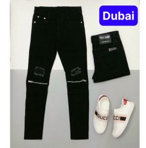 QUẦN JEAN NAM CHẤT BÒ ĐEN KHÓA KIỂU RÁCH GỐI NHẬT BẢN PHONG CÁCH SANG CHẢNH VIP PRO DB-00 - DUBAI FASHION