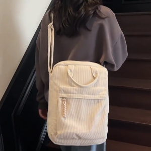 Corduroy 14Inch Notebook Protective Case Shock Absorbing Sleeve Storage Pockets For Work Travel Mini Backpack