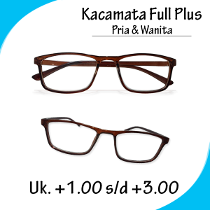 kacamata plus / kacamata baca jarak dekat frame coklat / lensa transparan +1.00 s/d +3.00 untuk pria dan wanita