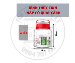 Bình Thủy Tinh - Nắp có quai xách – Dung tích 2 lít (không vòi)