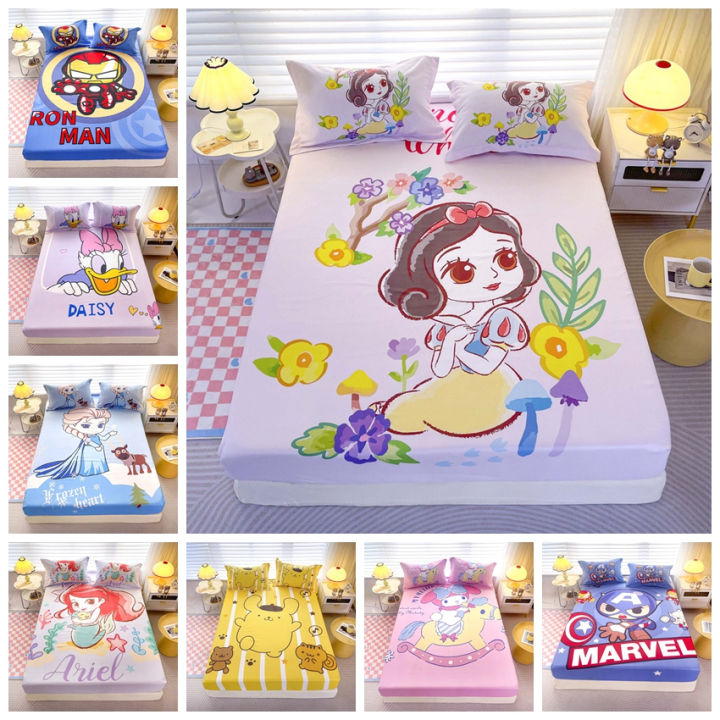 Dansunreve%20Elsa%20Fitted%20Sheet%20Disney/Marvel%20Series%20Snow%20White%20Bedsheet%20Single/Queen/King%20Cartoon%20Mattress%20Protector%20-%20Image%207