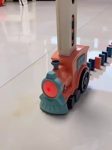 [SG Seller]Automatic Domino Train Electric Toy With Light Music Kids Creative Educational Block Game