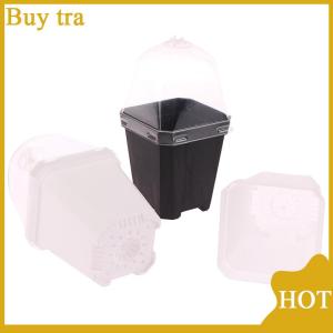 [Buytra] 5Pcs Square Small Flower Pot with Humidity Dome Seedlings Planting Pots