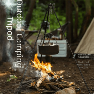 MEEU Portable Camping Tripod Detachable Adjustable Height Cooking Pot Tripod Camping Tools Lightweight Aluminum Alloy Tripod Outdoor Camping