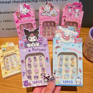 Kawaii Sanrio Collection Fashion Manicure Stickers Cartoon Cute Pochacco Hello Kitty My Melody Kuromi Cinnamoroll Childrens Fun Nail Stickers Girl Dress Up Wearable Nails