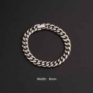 【SG 🚚】Mens Silver Cuban Link Chain Bracelet Titanium Steel Korean Style Jewelry Gift for Him