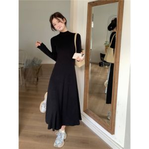 Women Spring Half High Neck Knit Dress