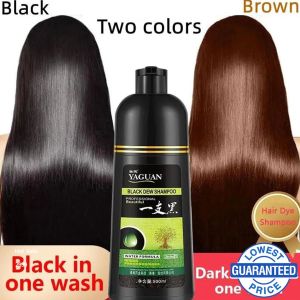 Trending YAGUAN Black /Brown Dew Shampoo Herbal blackening hair dye shampoo Effective White Hair roots Coverage Turn Your White/Gray Hair Into Black In Just 5 Minutes No Irritable Odor Hair Color Shampoo 500ML Meilu0808