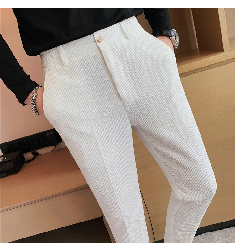 British Style Business Formal Wear Suit Pant Men Clothing Simple