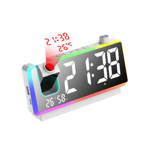 นาฬิกาปลุกเครื่องฉายมัลติฟังก์ชั่นพร้อมจอแสดงวันที่แสงไฟการเปลี่ยนสีและการแสดงตอนกลางคืนแบบปรับแต่งได้