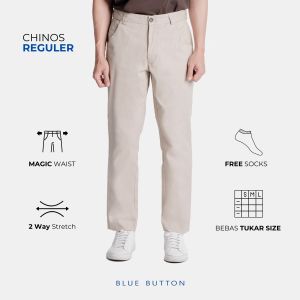 BLUEBUTTON Celana Chino Ankle Pants Reguler Fit Cream