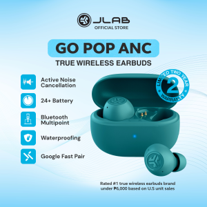 JLab Go Pop ANC True Wireless Earbuds & Charging Case Active Noise Cancelling 10mm Drivers Dual Connect Customize Your Sound with App Be Aware Mode MEMS Microphone