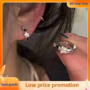 ✨QK shop✨ Fashion Retro Zircon Crystal Pentagram Ear Buckle Earring Trend Simple Star Hoop Earrings For Women Girls Aesthetic Jewelry Gifts