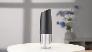 CIRCLE JOY Rechargeable Electric Salt and Pepper Grinder Set Gravity Salt and Pepper Mills Set with LED Light No Battery Needed Adjustable Coarseness Washable 135ml Container Black