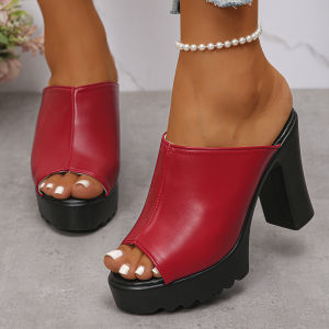 [Free Shipping] 2026 Summer New Large Size Peep-Toe High Heels Fashion Chunky Heel Sandals