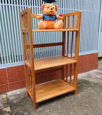 Kệ sách 3 tầng sâu 28cm ngang 64cm cao 90cm gỗ cao su màu cherry bóng đẹp đã xử lý tẩm sấy chống mối mọt bền hơn nhiều so với gỗ thông và MDF.nhân tạo dễ tháo ráp di dời.