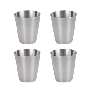 Set Of 4 Stackable Stainless Steel Drinking Cups 30ml Shot Glasses for Picnics and Hiking Portable Outdoor Schnapps Cups
