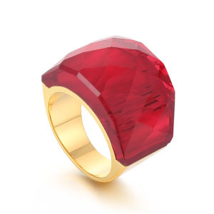 Multicolored Stainless steel Diamond Cut Exaggerated Gemstone Ring Men Women Atmospheric Business Rings Jewelry US Sizes 6-10