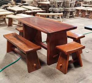 Set meja bangku trembesi sate minimalis