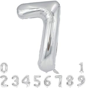 1pcs 16" / 17" Inch Inflatable Aluminium Number Foil Balloon Silver Birthday Party Decoration Belon Nombor