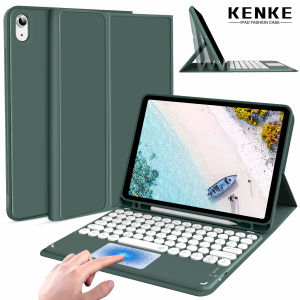 KenKe Touchpad Round Key Keyboard Case for iPad Air 5th Generation (2022) Air 4th Gen (2020) iPad mini 6 iPad 7th 8th 9th Generation cover with Pencil Holder - Magnetically Detachable Bluetooth Keyboard Cover iPad 10.9 Inch Purple
