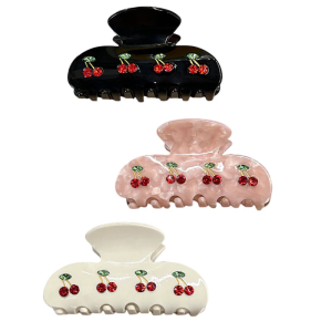 Fruit Theme Cherry Hair Claw Clip For Youth Women Girl Acetate Hair Clamp With Strong Grip Secure Grip for Daily Use