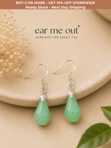 [SG] Jade Blossom Drop Earrings | 925   Hooks | Lightweight Jade-Inspired Green Dangle Earrings | Elegant Minimalist Jewellery - ear me out (EMO-75)