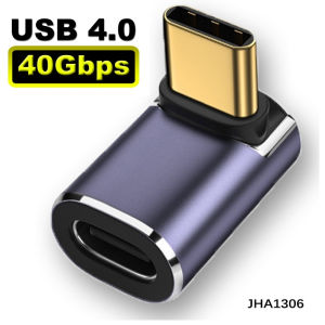 USB C Adapter 40Gbps 3D Elbow USB C 90 Degree Adapter PD Right Angle USB C Adapter 100W