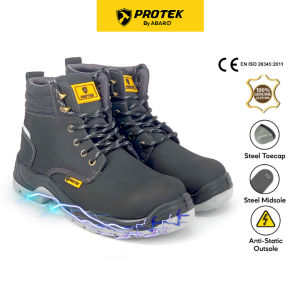 PROTEK 100% Genuine Leather Safety Boots SFA755E1 Steel Toecap & Midsole/Mid Cut/Safety Shoes