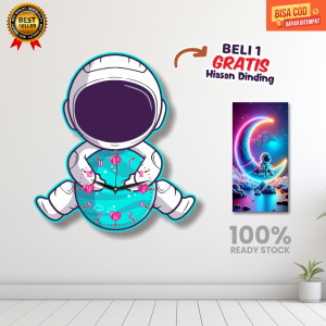 COD Grosir jam dinding Beli 1 GRATIS 1 hiasan dinding/jam dinding anak Tema Astronot/jam dinding anak karakter/jam dinding anak aesthetic