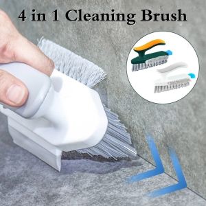 4 in 1 Creative Bathroom Kitchen Crevice Floor Brush with Handle V-shaped Dense Bristles Strong Cleaning Home Multifunction Clean Tools