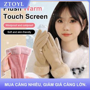 【ZTOYL】 Mùa thu mùa đông ấm da lộn găng tay cộng với nhung dày sang trọng trang trí Cuff Găng tay ngoài trời coldproof màn hình cảm ứng cưỡi găng tay trượt tuyết