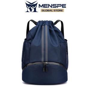 MENSPE Drawstring Backpack Bag Outdoor Waterproof Gym Backpack Sports Yoga Gym Swim Bag Nylon Fiber String Backpack for Kids Men Women With Shoe Compartment