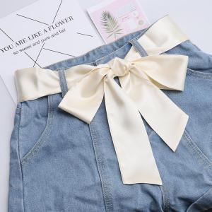 180x4cm Satin Silk Wide Belt Women Japanese Style Lace Up Waistbands Satin Corset Belts Ribbon Cummerbund Chiffon Long Scarf