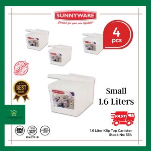 Sunnyware 4-Pack 1.6L BPA-Free Plastic Tea Canister Set - Stackable Kitchen Storage Container