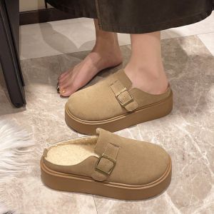 IELGY Slip-on Muller Wrap Half Slippers Womens Fall-Winter 2024 Platform Retro Birkenstock Slippers