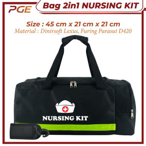 Medical Travel Bag 2in1 NURSING KIT Tas Perlengkapan Medis P3K Tas Kesehatan Siaga Bencana Organizer Alat Medis Portable untuk Traveling Klinik Perawat & Kebutuhan Rumah Tangga