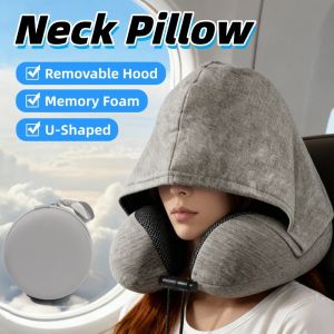 U Shaped Neck Pillow Memory Foam Cotton Cover Detachable Washable Portable Travel Airplane Office Support