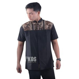 Setelan Koko Sarung Batik Lengan Pendek Fashion Muslim Pria Dewasa Terbaru Bahan Katun LERAKSOGAN