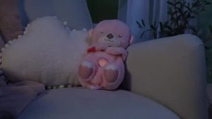 Fisher-Price Baby Toy Soothe ‘n Snuggle Otter Plush Pink Portable Sound Machine with Breathing Motion & Lights for Newborns Ages 0+ Months