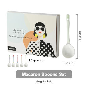 SG STOCK Specool® Macaron-colored Ceramic Chopsticks/ Spoons Gift Box Set 5 Pairs of Chopsticks Spoons Housewarming Gift