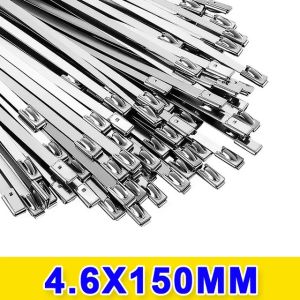 🔥100PCS High Quality 304 Stainless Steel Metal Cable Ties Multipurpose Heavy Duty Self-Locking Cable Ties Suitable for Mechanical Exhaust Duct Fence Wrap Locking Tie Fasteners