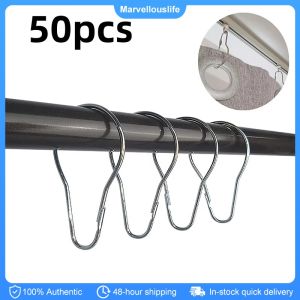 50PCS Gourd-Shaped Curtain Hooks Stainless Steel Curtain Rod Clamp Curtain Open Gourd Rings Window Curtains Hook Accessories