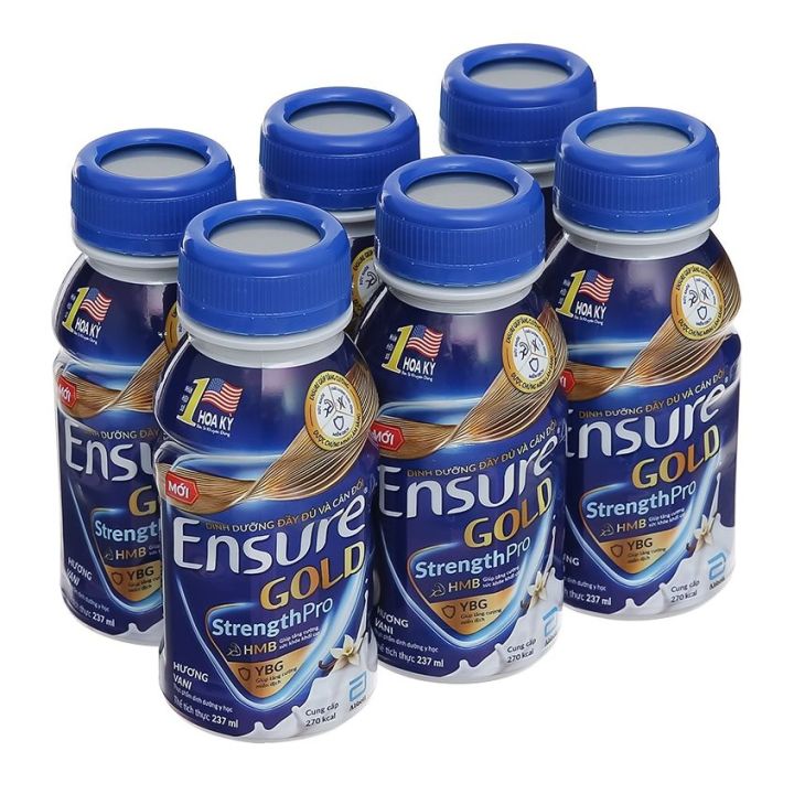 Sữa Bột Pha Sẵn Abbott Ensure Gold StrengthPro Hương Vani Lốc 6 Chai x 237ml