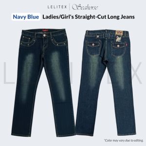 [Lelitex] Teen Girls/Ladies Denim Cotton Straight Cut Fit Long Jeans Non-stretchy Cartoon Deco Fashion Design for age from 12 years old to adult women