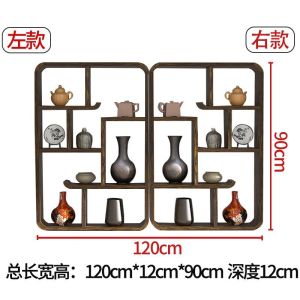 Wall Rack Wall Shelf Display Wall Mounted Shelf Rack Punch-free Display Solid Wood New Chinese Style High Quality Wall Shelf Storage Rack Living Room