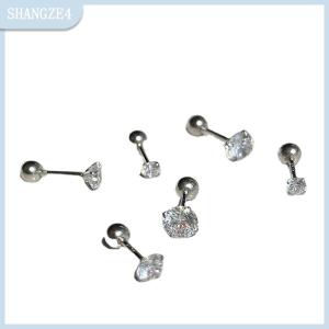 【SHANGZE4】 1Pair 3 4 5mm Zircon Ear Studs Earrings For Women Stainless steel Cartilage Helix Ear Bone Nail Ear Jewelry Gift