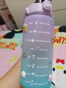 ขวดน้ำ ขวดน้ำพลาสติกแบบพกพา ขวดน้ำบอกเวลา สไตล์สปอร์ต ความจุ 1.5/2ลิตร (BPA FREE)พลาสติกPCป้องกันการตกแตกวัสดุปลอดภัยไม่เป็นอันตราย